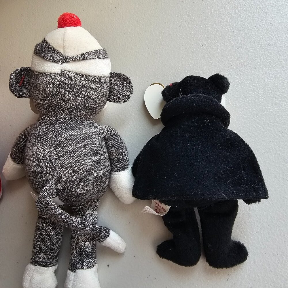 Ty Beanie Babies Lot 3 Spangle Bear Socks Monkey Van Pyre Retired Plush - Picture 7 of 13